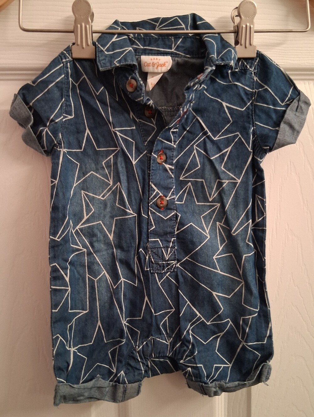 Cat And Jack Star Denim Looking Romper 0-3 Months